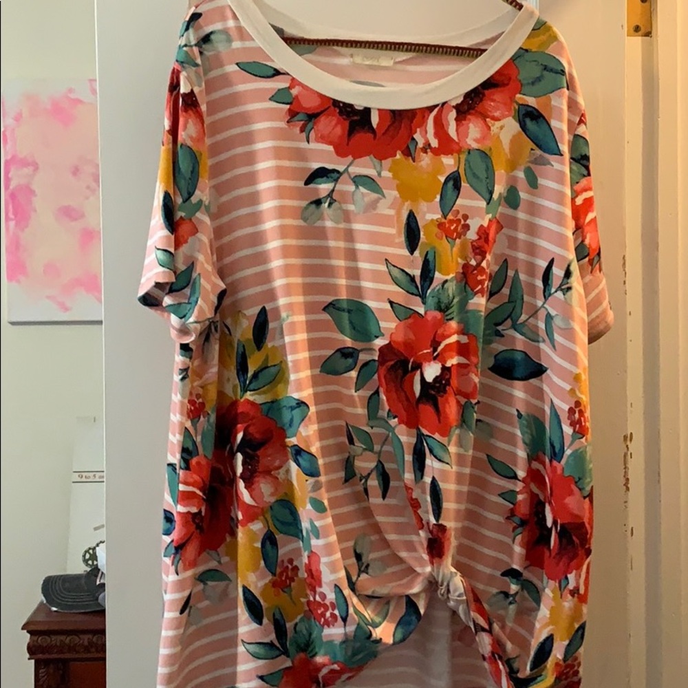 ODDY Striped floral tee